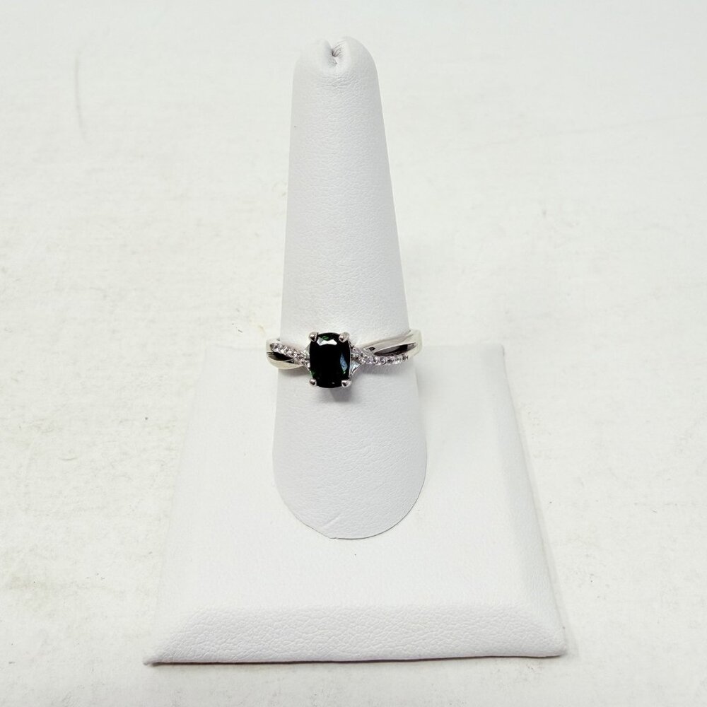 Shop LC Natural Russian Diopside/Natural White‎ Zircon Size 9 Ring Sterling 5456